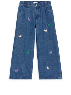 Broderade Byxor I Denim