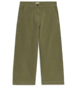 Croppade Chinos I Bomull Och Linne