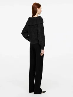 Ribbad Off Shoulder-tröja