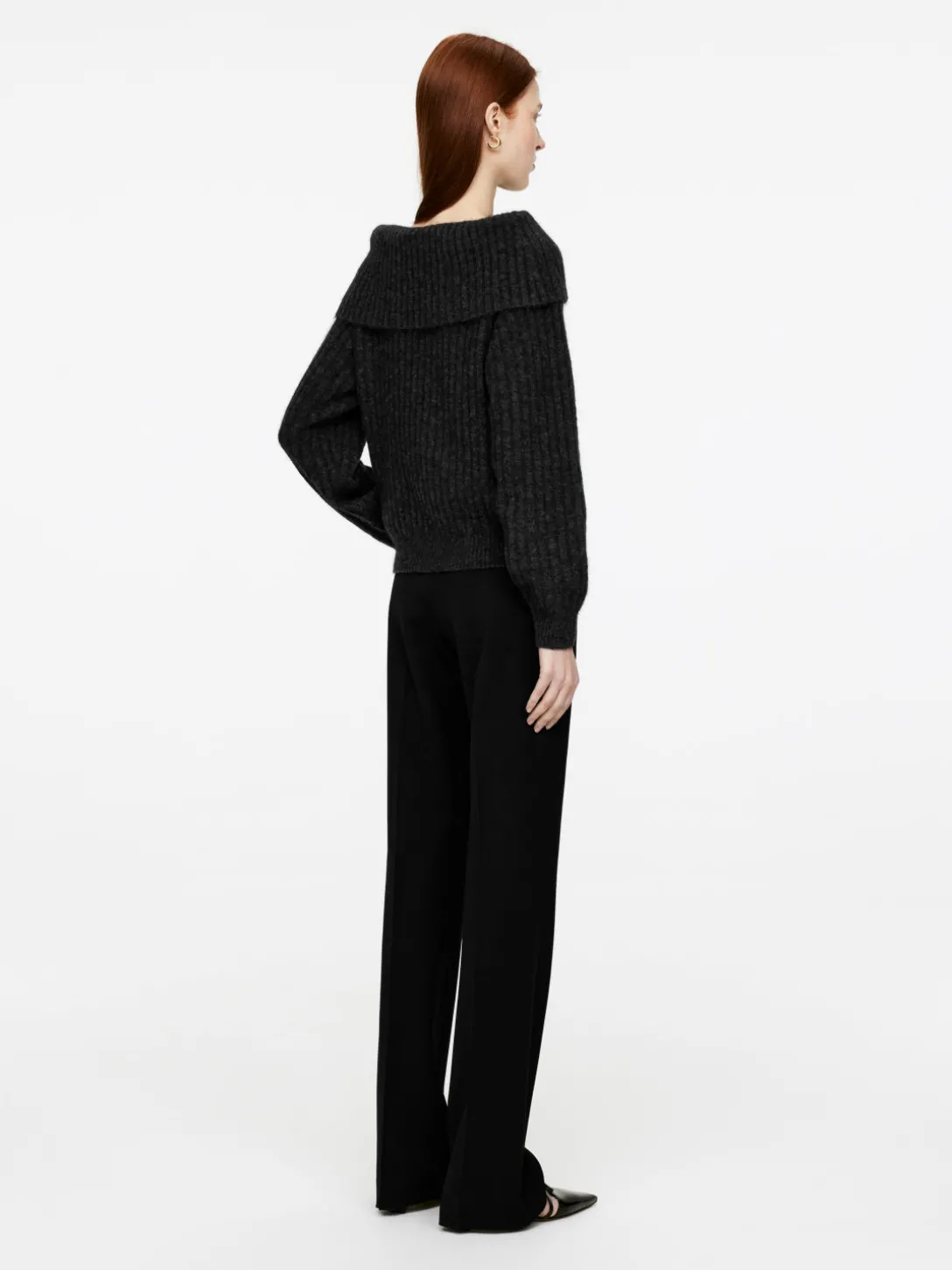 Ribbad Off Shoulder-tröja
