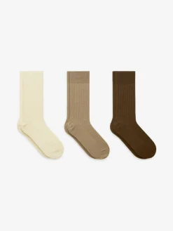 Ribbstickade Strumpor I Supimabomull, 3-pack
