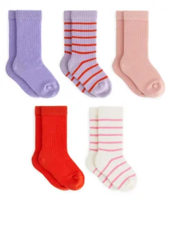 Ribbstickade Strumpor, 5-pack