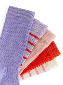 Ribbstickade Strumpor, 5-pack