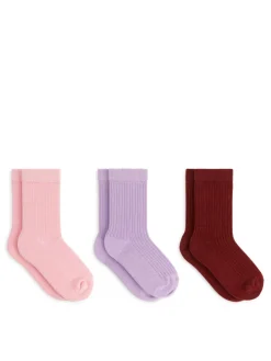 Ribbstickade Strumpor, 3-pack