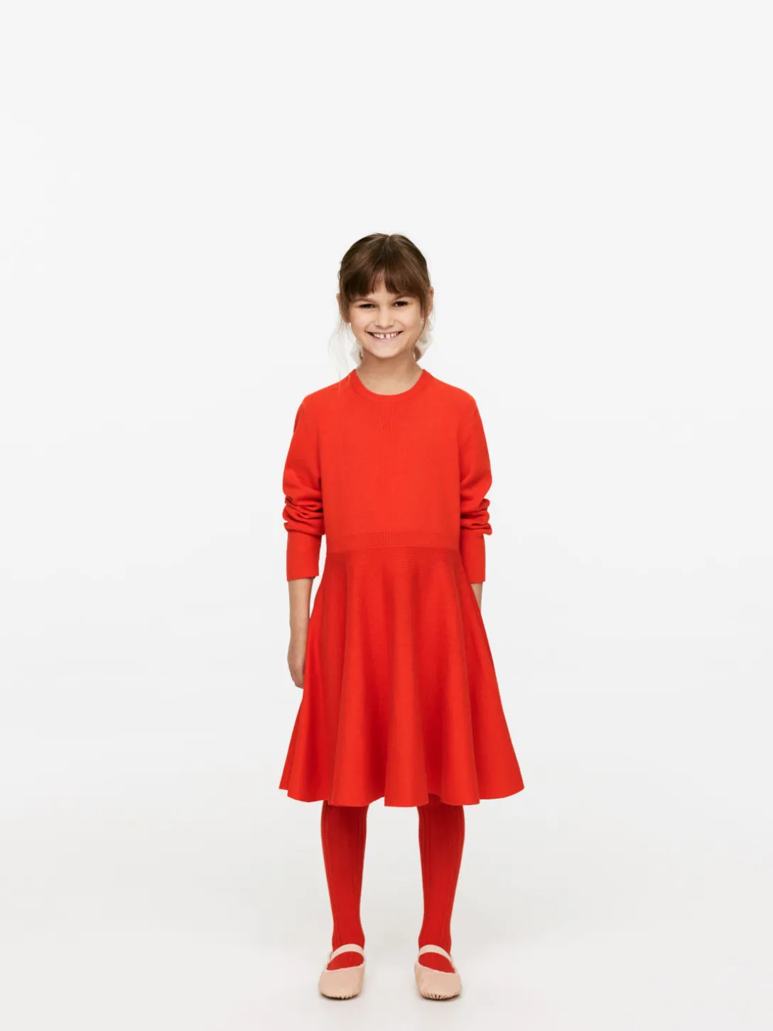 Stickad Klänning I Bomull Och Ull